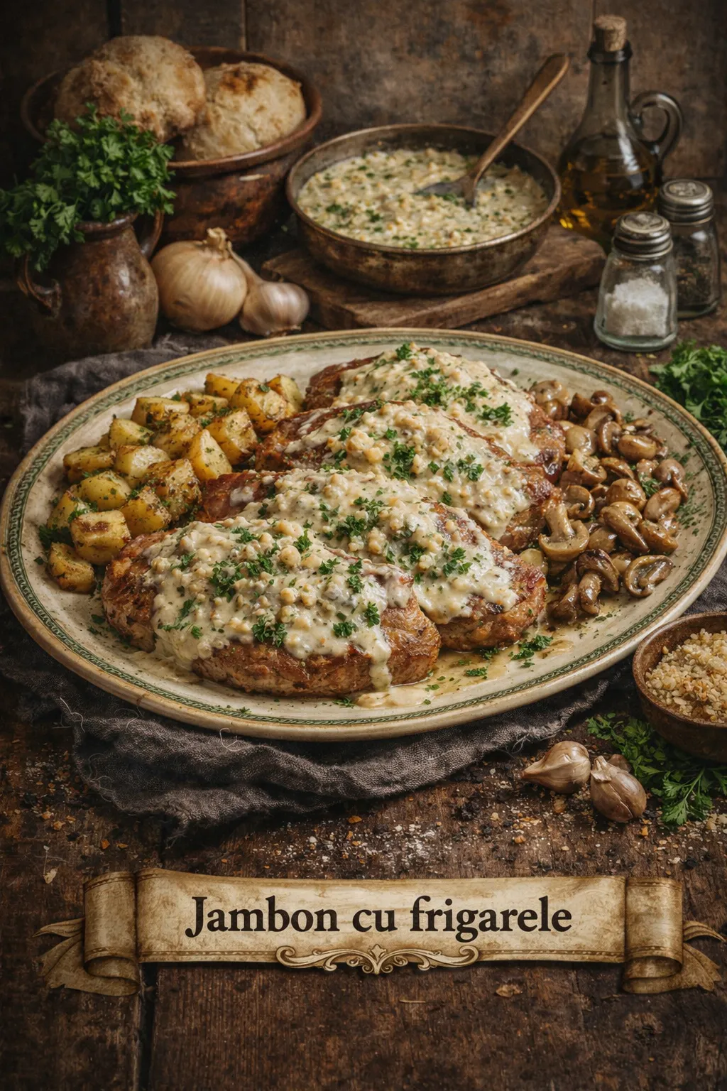 Ham with Fried Bread old Romanian recipe